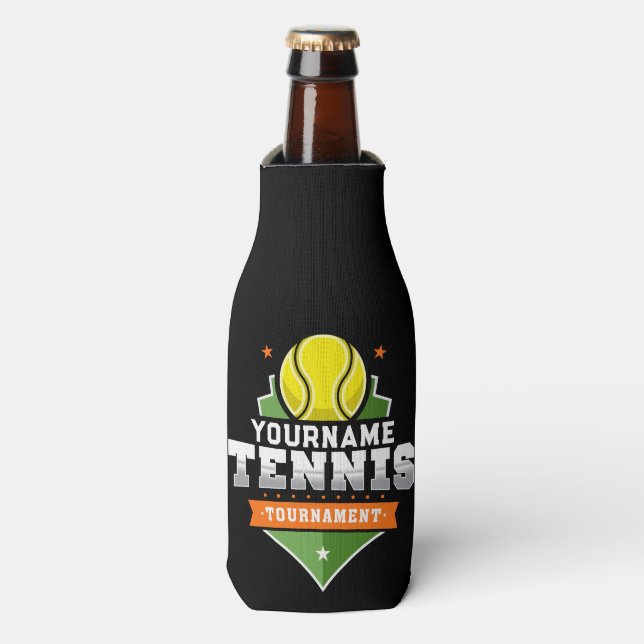 Personalized Tennis Player NAME Varsity Tournament Bottle Cooler (Bottle Front)