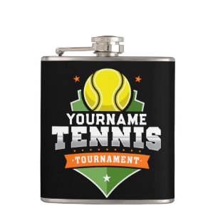Personalized Tennis Player NAME Varsity Tournament Hip Flask