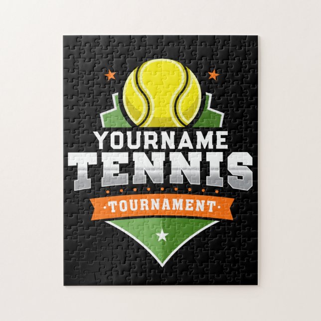 Personalized Tennis Player NAME Varsity Tournament Jigsaw Puzzle (Vertical)
