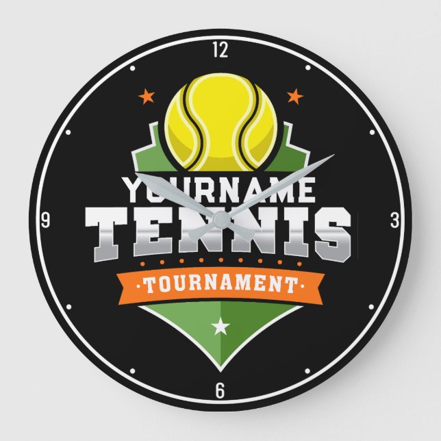Personalized Tennis Player NAME Varsity Tournament Large Clock (Front)