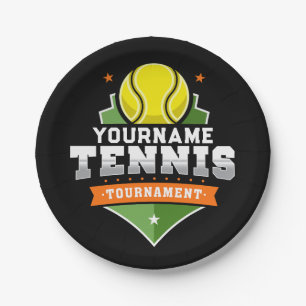 Personalized Tennis Player NAME Varsity Tournament Paper Plate