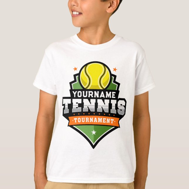 Personalized Tennis Player NAME Varsity Tournament T-Shirt (Front)