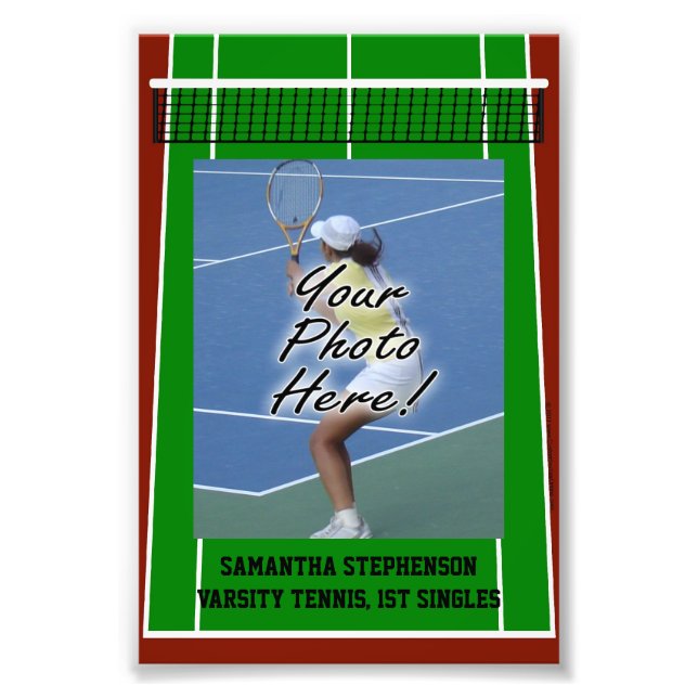 Personalized Tennis Player Photo Border Template (Front)