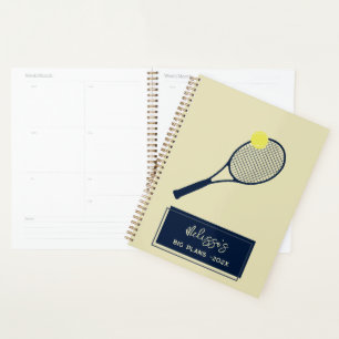 Personalized Tennis Player Racket Motif 2025 Planner