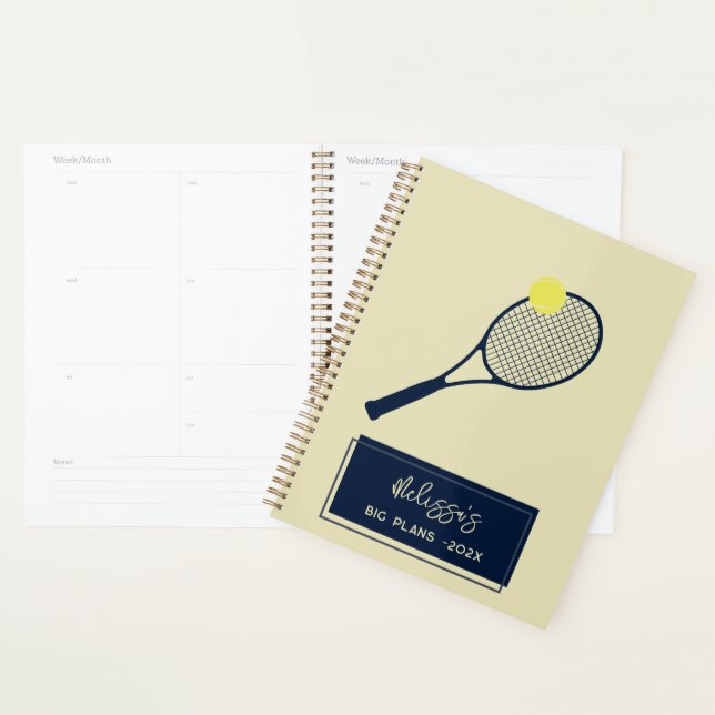 Personalized Tennis Player Racket Motif 2025 Planner (Display)