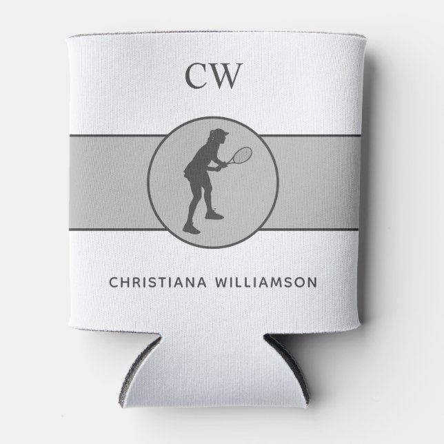 Personalized Tennis Player Tennis Girl Custom Gift Can Cooler (Front)
