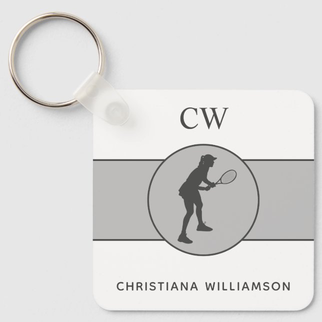 Personalized Tennis Player Tennis Girl Custom Gift Keychain (Front)