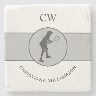 Personalized Tennis Player Tennis Girl Custom Gift Stone Coaster