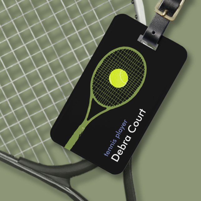 Personalized tennis-player travel luggage tag (Creator Uploaded)