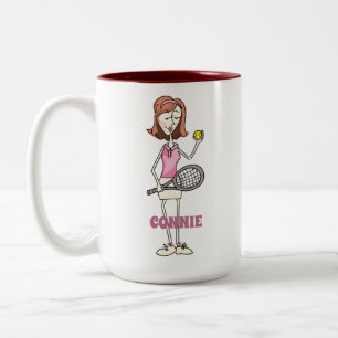 Personalized Tennis Player Two-Tone Coffee Mug