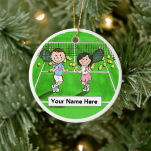 Personalized Tennis Players - Custom Hair Colours Ceramic Ornament