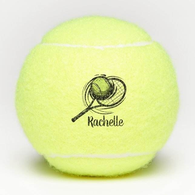 Personalized Tennis Racket and Ball Tennis Balls (Front)