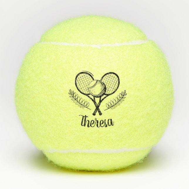 Personalized Tennis Racket and Ball Tennis Balls (Front)
