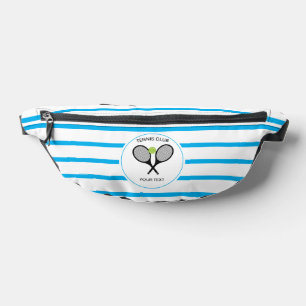 Personalized Tennis Racket Blue Striped Fanny Pack