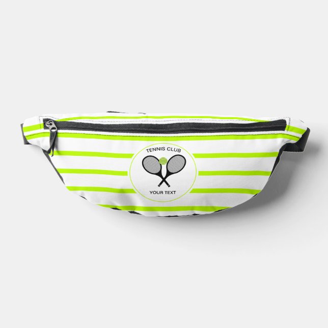 Personalized Tennis Racket Lime colour Striped Fanny Pack (Lay Down)