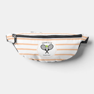 Personalized Tennis Racket Peach Striped Fanny Pack