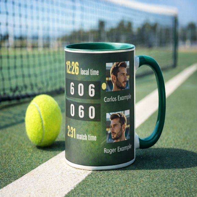 Personalized Tennis Scoreboard Match Result Mug (Creator Uploaded)