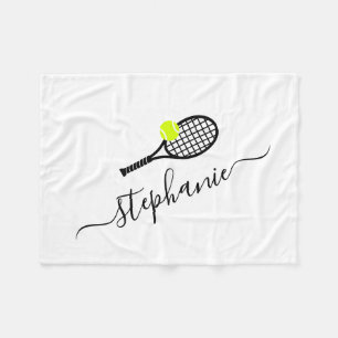 Personalized Tennis Script Name Lap Picnic Fleece Blanket