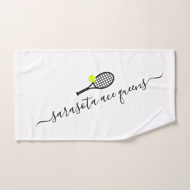 Personalized Tennis Team Name Elegant Script Hand Towel (Hand Towel)