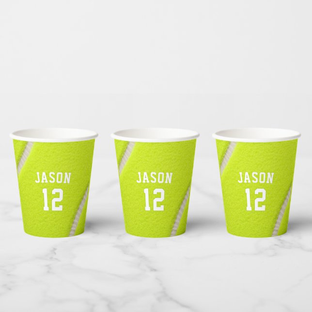 Personalized Tennis with Name & Age Paper Cups (Multi)
