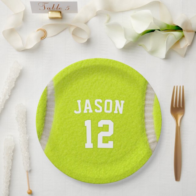 Personalized Tennis with Name & Age Paper Plate (Wedding)