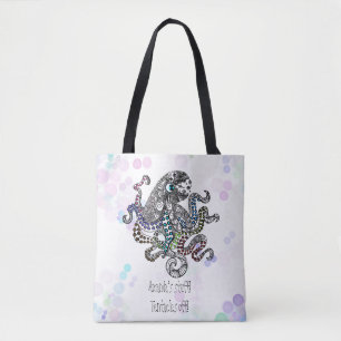Personalized tentacles off line doodle octopus tote bag