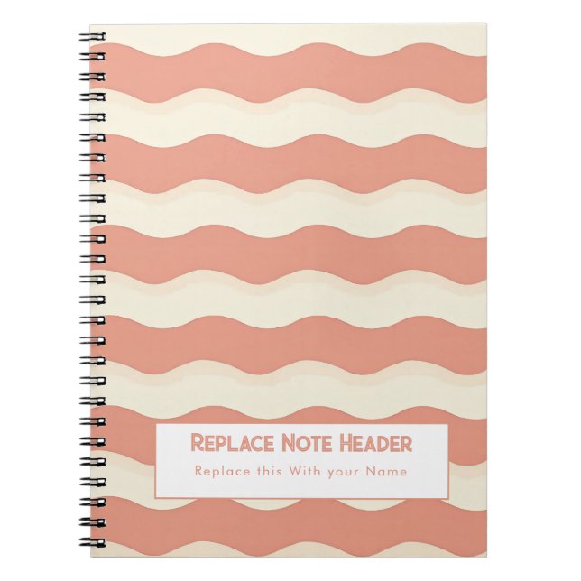 Personalized Terra Cota and White Wave Patterned  Notebook (Front)
