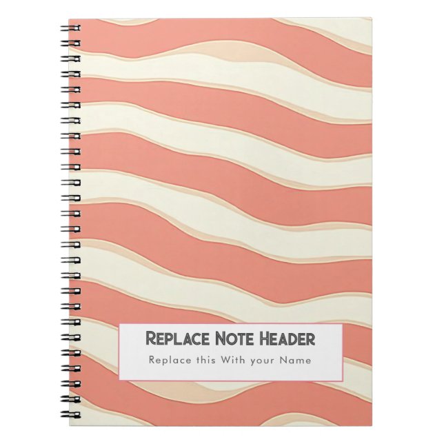 Personalized Terra Cotta and Cream Wave Patterned  Notebook (Front)