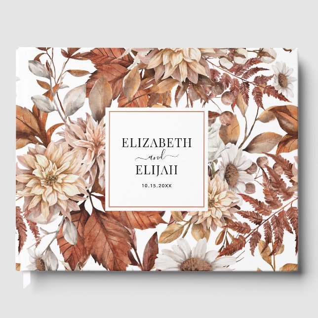 Personalized Terracotta Autumn Fall Wedding Guest Book (Front)