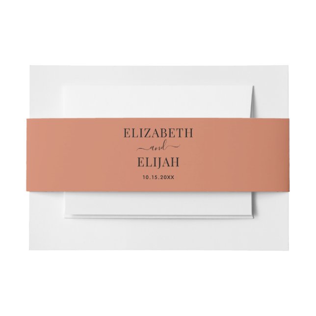 Personalized Terracotta Autumn Fall Wedding Invitation Belly Band (Front Example)