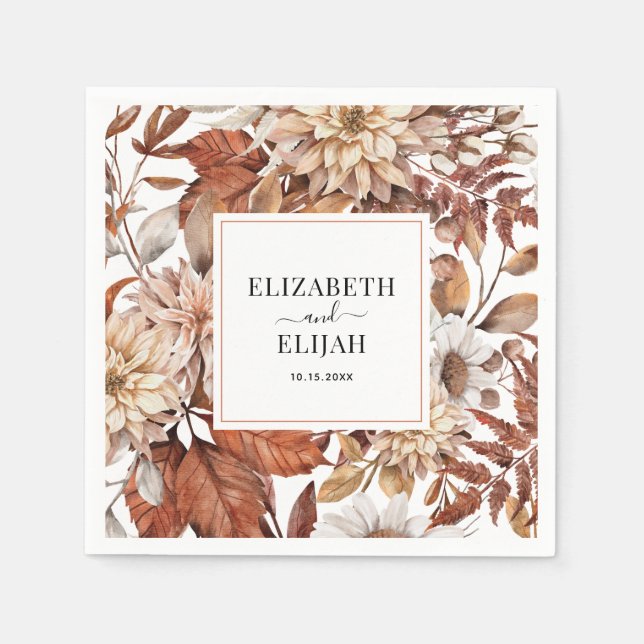 Personalized Terracotta Autumn Fall Wedding Napkin (Front)