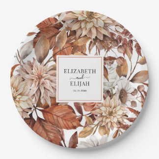 Personalized Terracotta Autumn Fall Wedding Paper Plate