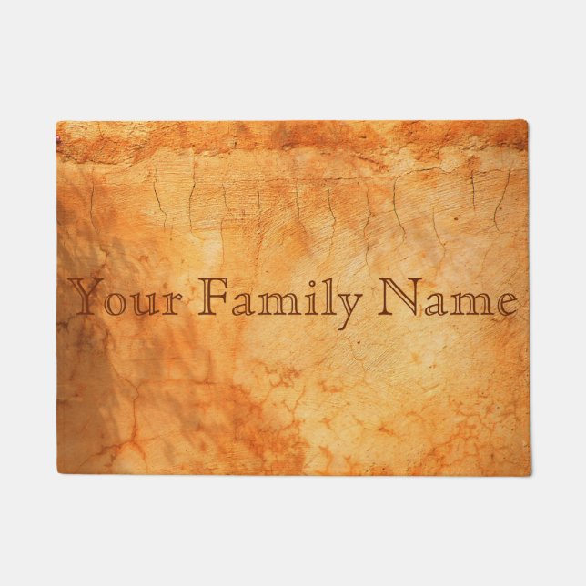 Personalized terracotta coloured brick wall doormat (Front)