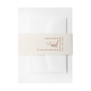 Personalized Terracotta Cream Script Wedding Invitation Belly Band
