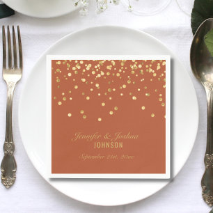 Personalized TERRACOTTA Gold Confetti Wedding Napk Napkin