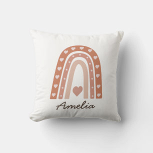 Personalized Terracotta Rainbow Name Girl  Throw Pillow