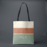 Personalized Terracotta Sage Monogram Tote Bag<br><div class="desc">A sophisticated personalized monogram tote designed in warm terracotta, muted sage, soft cream and golden accent stripes. The subtle custom initials add a quiet signature detail, making this everyday bag feel personal, feminine and beautifully refined without being loud. Perfect for market trips, errands, weekend plans, beach days or thoughtful gifting,...</div>