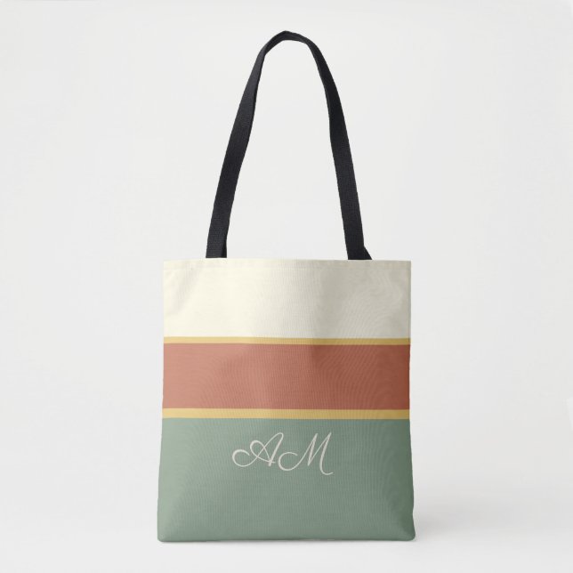 Personalized Terracotta Sage Monogram Tote Bag (Front)