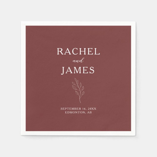 Personalized Terracotta Wedding Boho Minimal Napkin (Front)