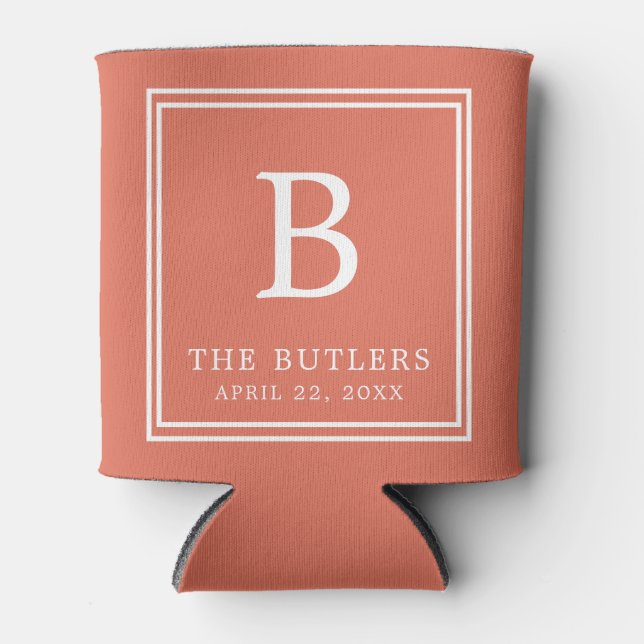 Personalized Terracotta Wedding Can Cooler (Front)
