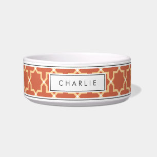 Personalized Terracotta & White Star Pattern Bowl