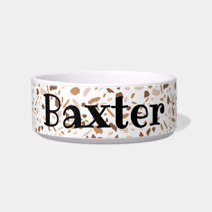 Personalized Terrazzo Brown and Beige and White Bowl