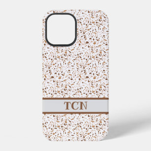Personalized Terrazzo Brown and Beige and White iPhone 12 Case