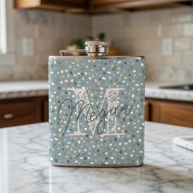 Personalized Terrazzo Monogram Hip Flask (Creator Uploaded)