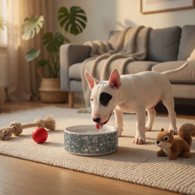 Personalized Terrazzo Monogram Pet Bowl (Creator Uploaded)
