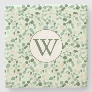 Personalized Terrazzo Monogram Stone Coaster
