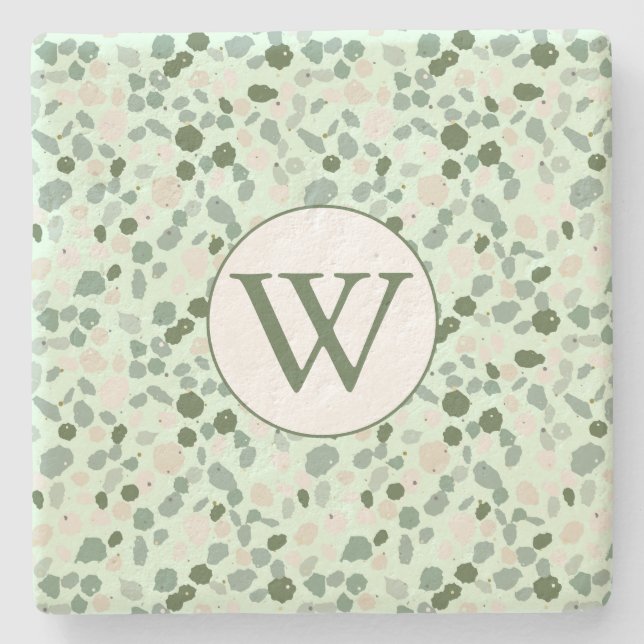 Personalized Terrazzo Monogram Stone Coaster (Front)
