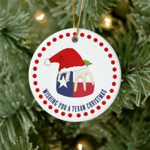 Personalized TEXAN CHRISTMAS Pudding Ceramic Ornament