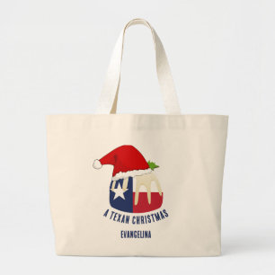 Personalized TEXAN CHRISTMAS Pudding Large Tote Bag