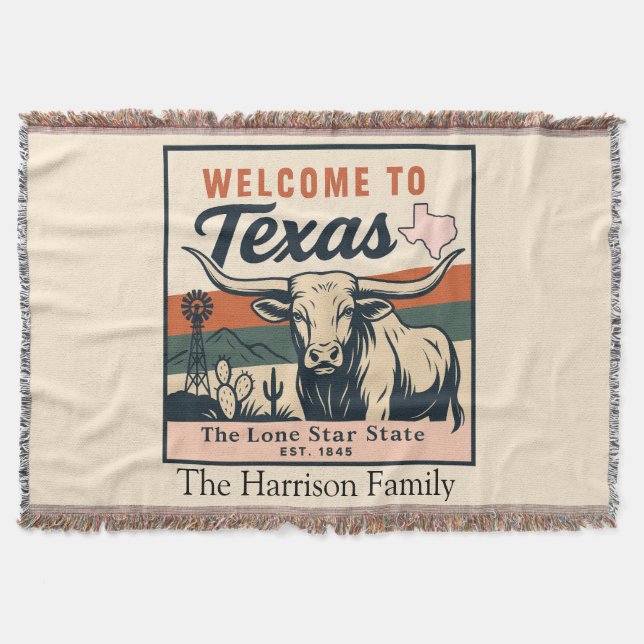 Personalized Texas Throw Blanket (Front)